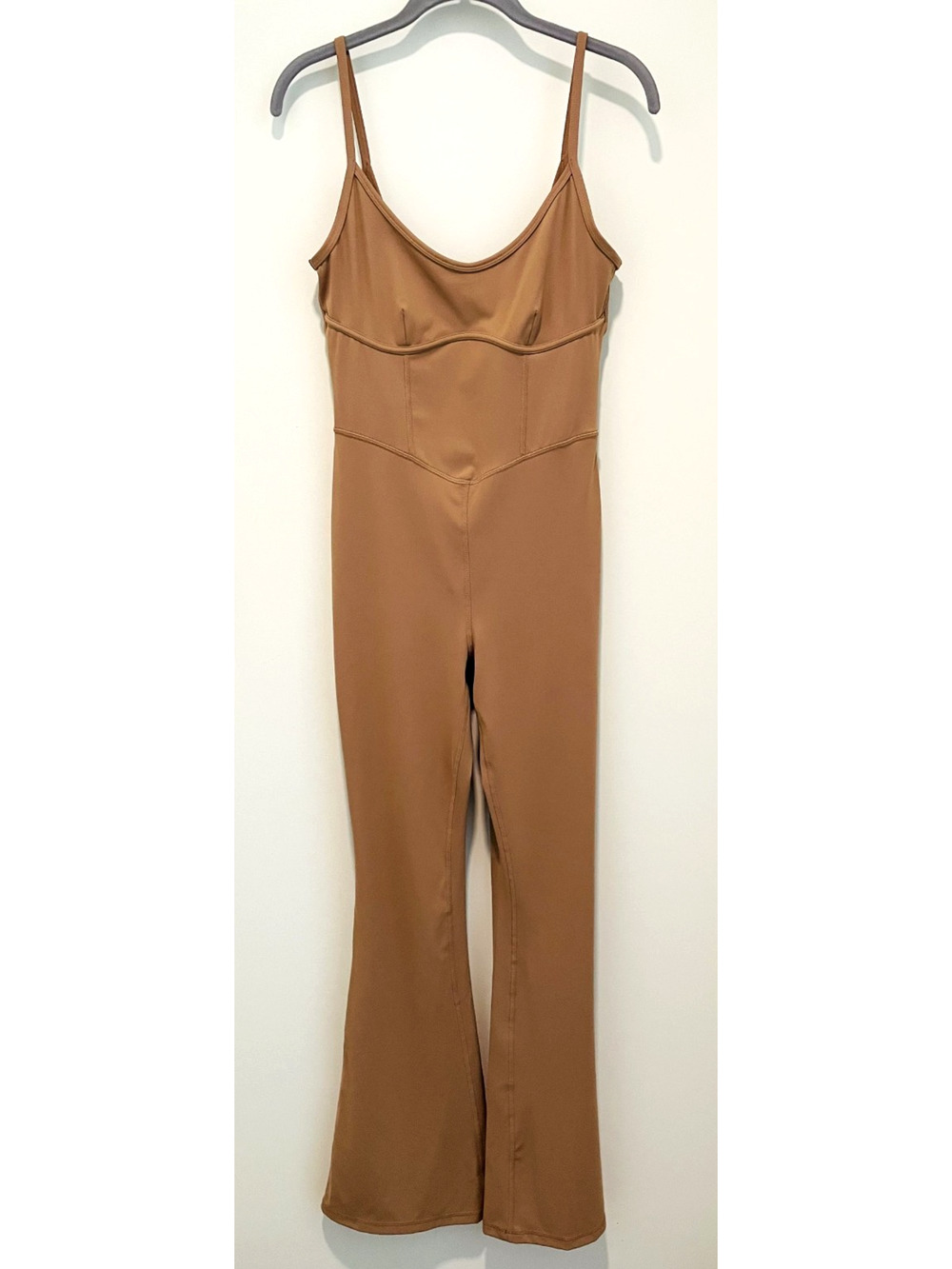 JoyLab Brown Jumpsuit Womens Small Flare Leg Lounge Athleisure Stretch